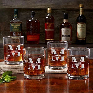 Lavish Last Name Engraved Old Fashioned Whiskey Glasses