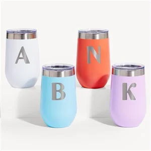 Cool Vibes Personalized Initial Stemless Wine Tumbler with Lid