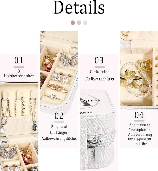 longway Jewelry Boxes for Girls - Personalized AZ Jewelry Box for Women, Travel Jewelry Box, Ideal as a Birthday Gift, Bridesmaid Gift, Wedding, Proposal