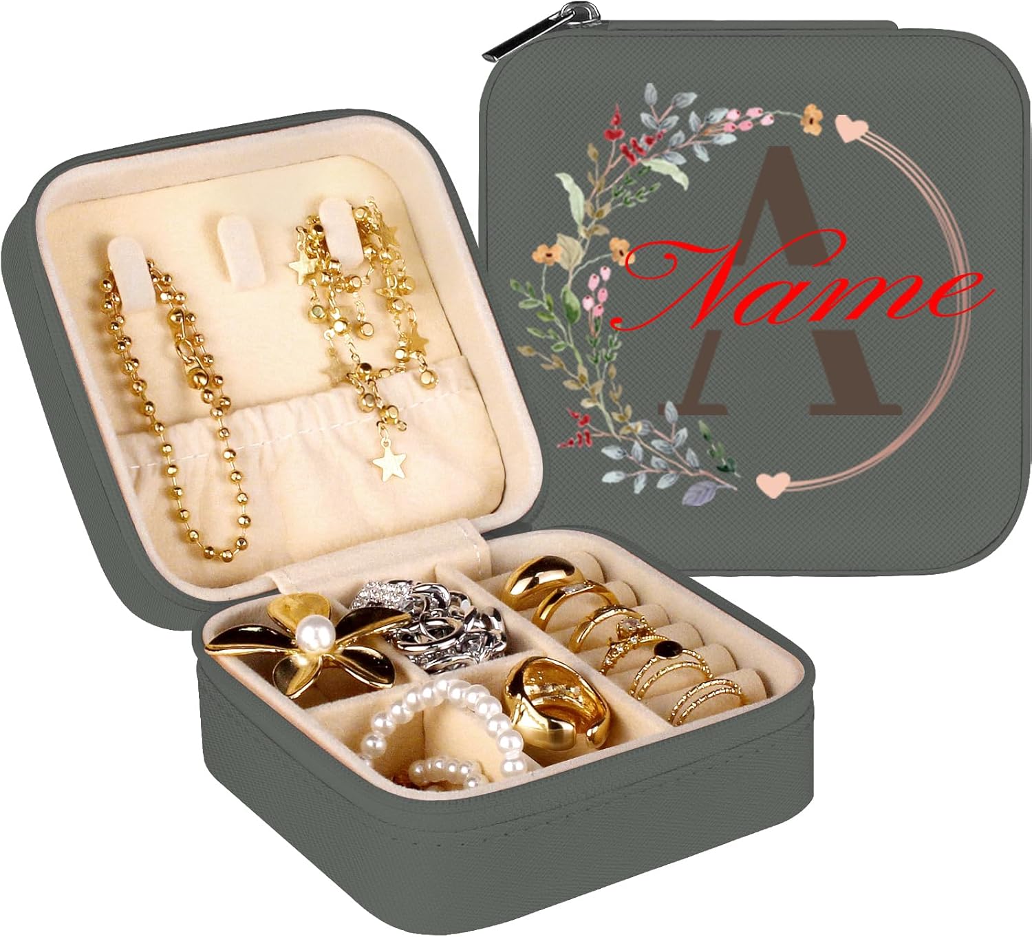 loongway Schmuckkästen für Mädchen - Personalisierte A-Z Schmuckschatulle für Frauen, Reise-Schmuckschatulle, ideal als Geburtstagsgeschenk, Brautjungfern-Geschenk, Hochzeit, Antrag