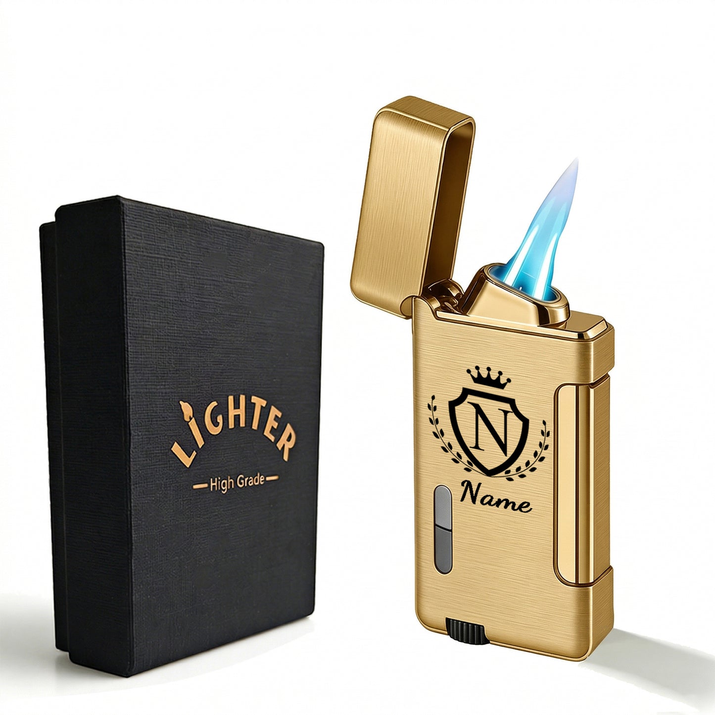 Personalisiert Feuerzeug mit Namen und Buchstabenmotiv mit Krone