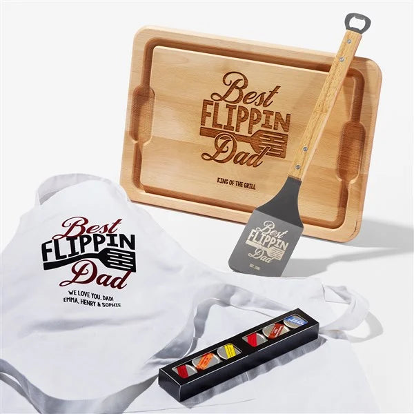 Best Flipping Dad Personalized BBQ Gift Set