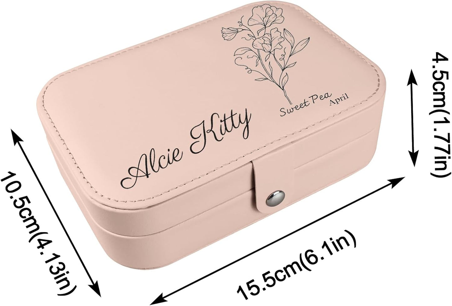 loongway Personalisierte Schmuckkästchen original kleine reise Schmuckbox mit Blumen und Name Leder Schmuck Organizer für Ohrringe Halskette Ringe personalisierte Weihnachten Geschenk für Mama Mädchen