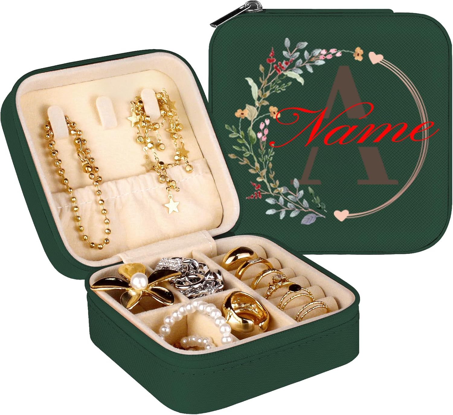 loongway Schmuckkästen für Mädchen - Personalisierte A-Z Schmuckschatulle für Frauen, Reise-Schmuckschatulle, ideal als Geburtstagsgeschenk, Brautjungfern-Geschenk, Hochzeit, Antrag