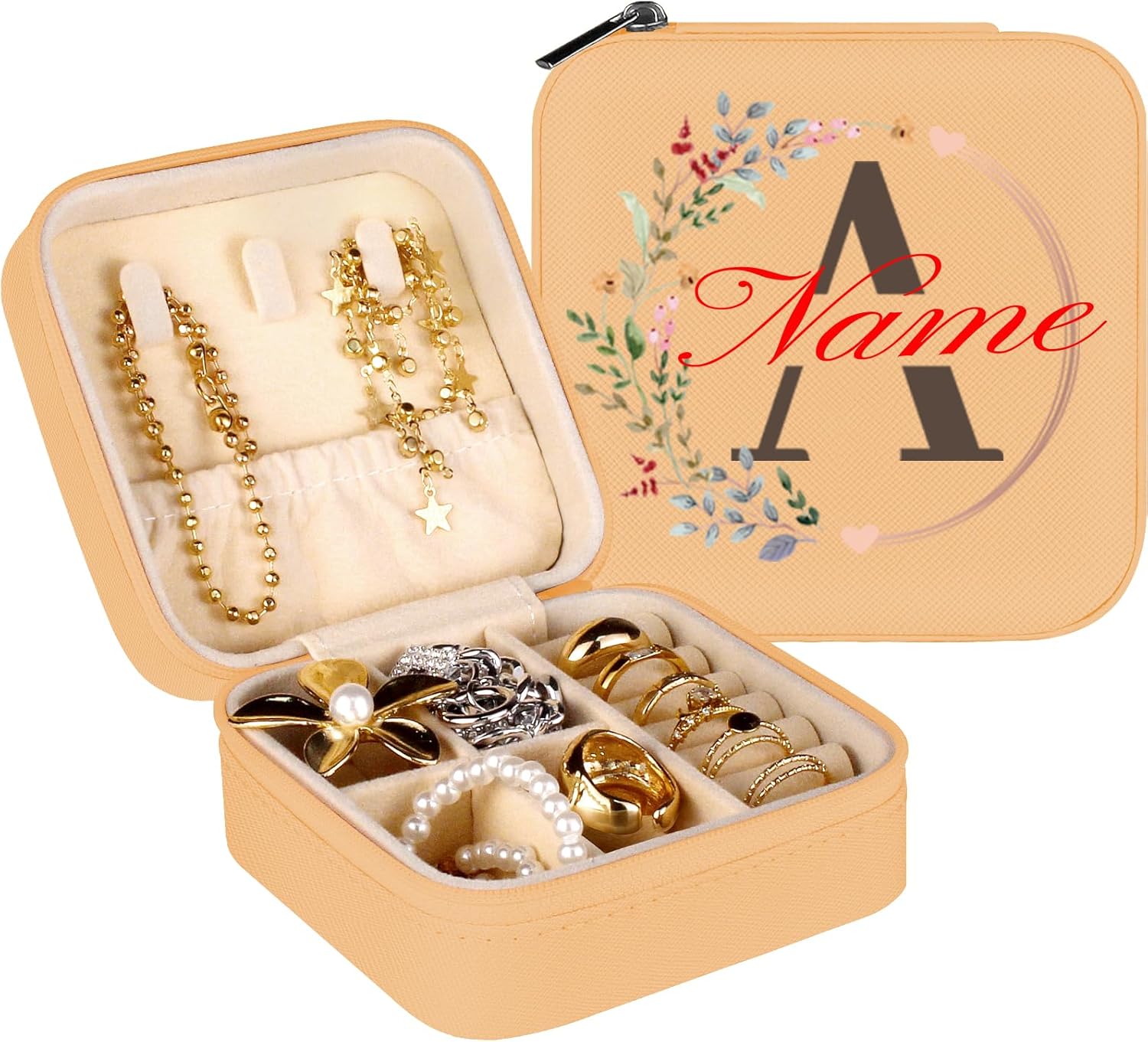 loongway Schmuckkästen für Mädchen - Personalisierte A-Z Schmuckschatulle für Frauen, Reise-Schmuckschatulle, ideal als Geburtstagsgeschenk, Brautjungfern-Geschenk, Hochzeit, Antrag