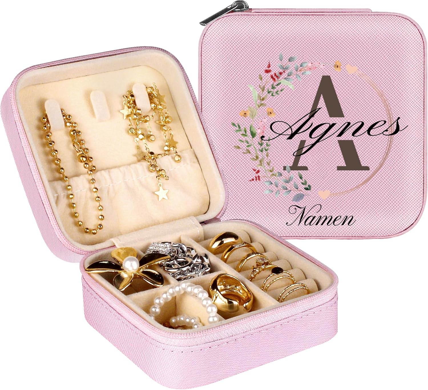 loongway Schmuckkästen für Mädchen - Personalisierte A-Z Schmuckschatulle für Frauen, Reise-Schmuckschatulle, ideal als Geburtstagsgeschenk, Brautjungfern-Geschenk, Hochzeit, Antrag