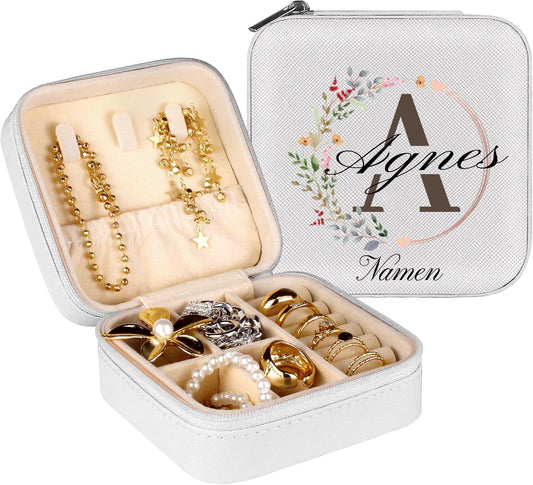 longway Jewelry Boxes for Girls - Personalized AZ Jewelry Box for Women, Travel Jewelry Box, Ideal as a Birthday Gift, Bridesmaid Gift, Wedding, Proposal 