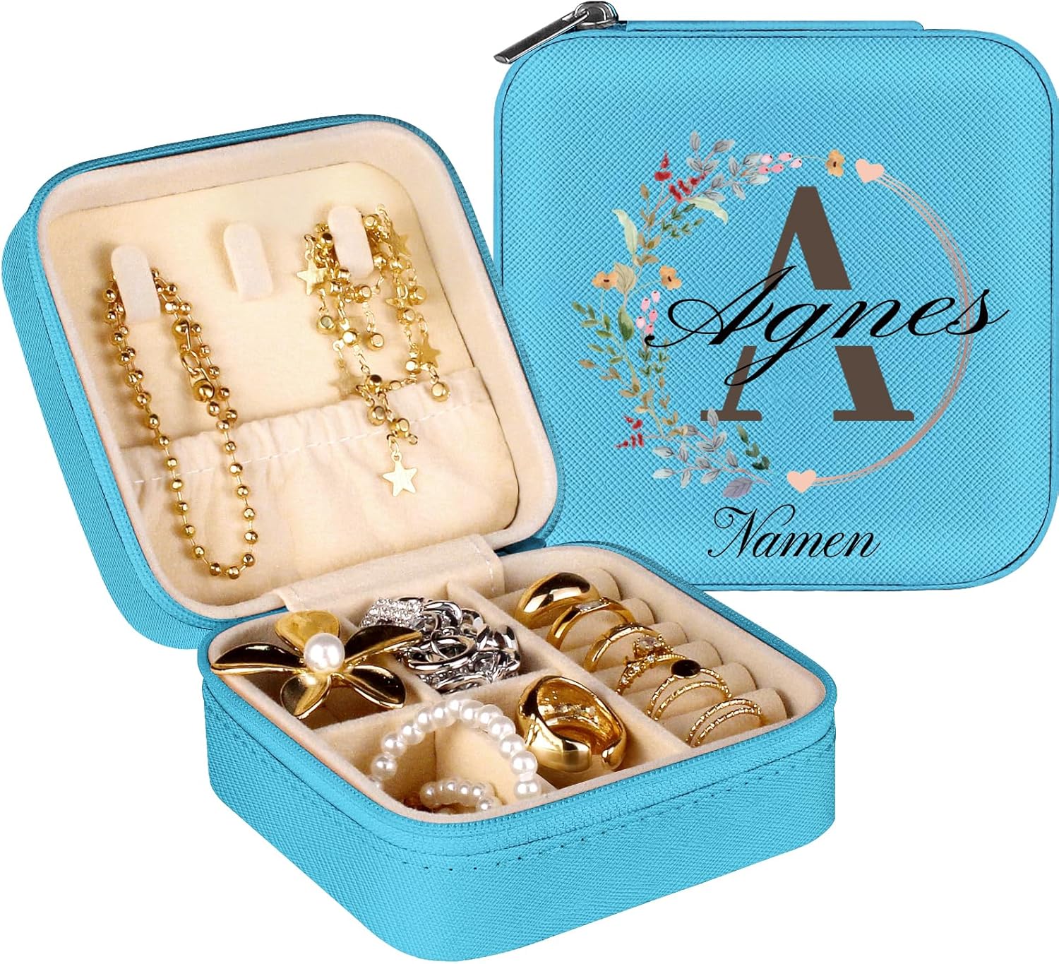 loongway Schmuckkästen für Mädchen - Personalisierte A-Z Schmuckschatulle für Frauen, Reise-Schmuckschatulle, ideal als Geburtstagsgeschenk, Brautjungfern-Geschenk, Hochzeit, Antrag