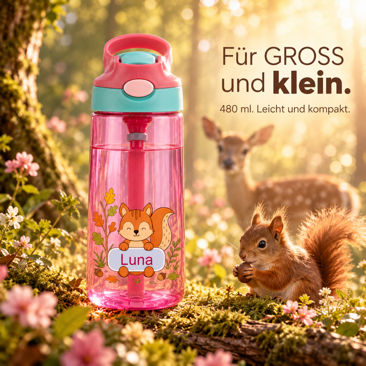 Personalisierte Trinkflasche Kinder mit Namen 480ml BPA Frei