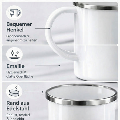 Personalisiert Tasse mit Logo und Namen  Emaille 350ml