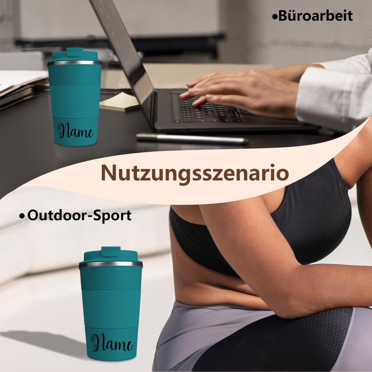 Personalisiert Thermobecher mit Name 380 ml