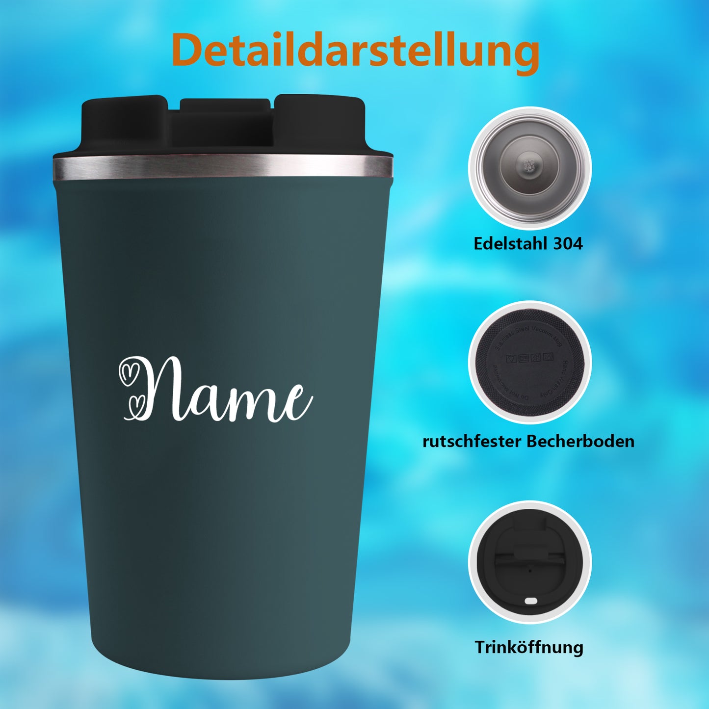 Personalisiert Thermobecher mit Namen 380ml