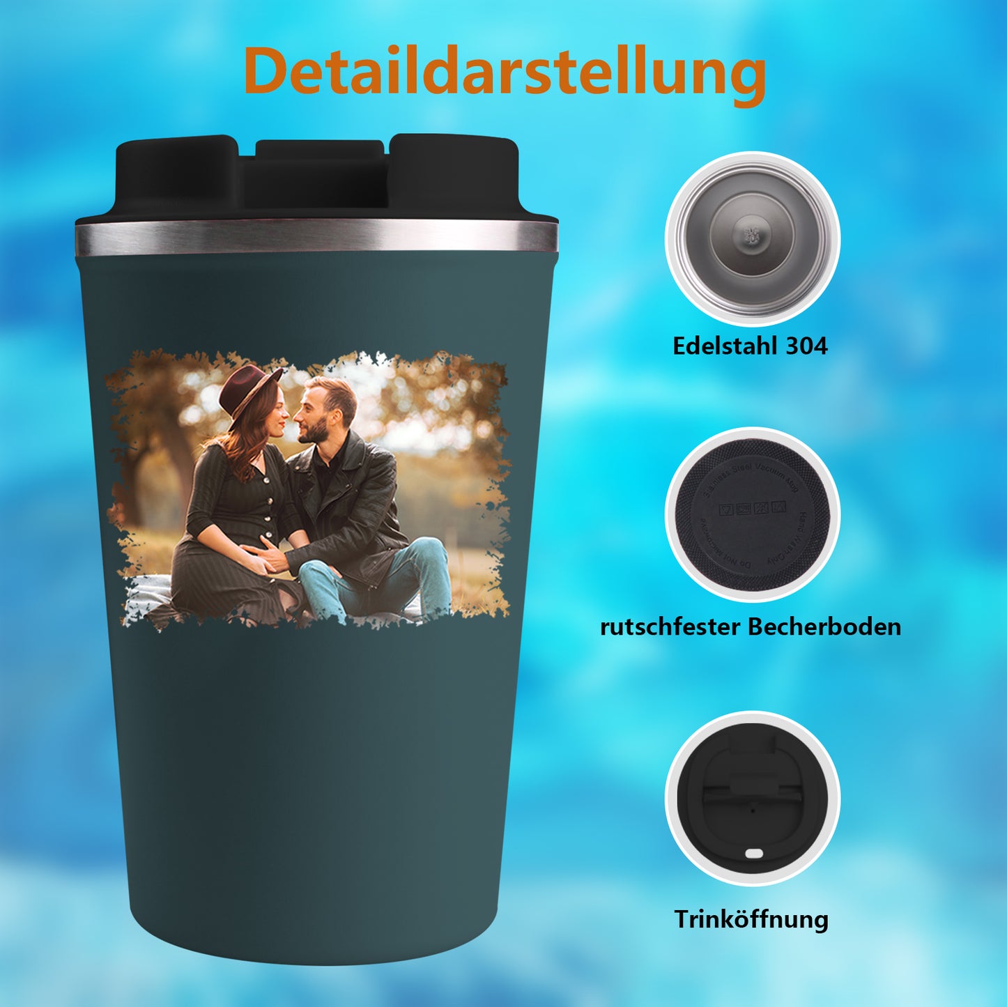 Personalisiert Thermobecher mit Foto und Namen 380ml