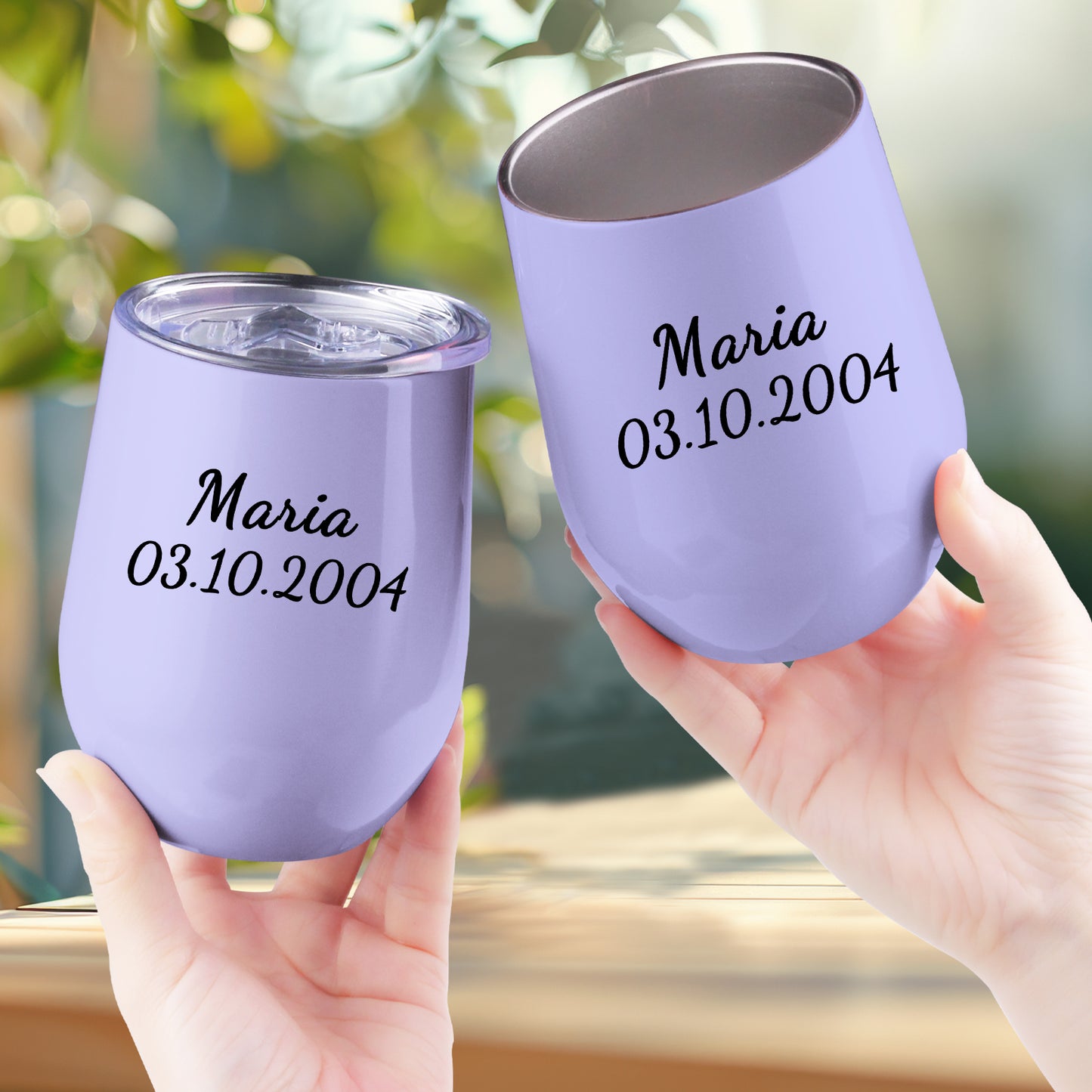 Personalisierter Thermobecher mit Namen 355ml die Spritzlackoberfläche