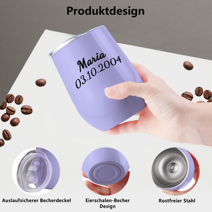 Personalisierter Thermobecher mit Namen 355ml die Spritzlackoberfläche
