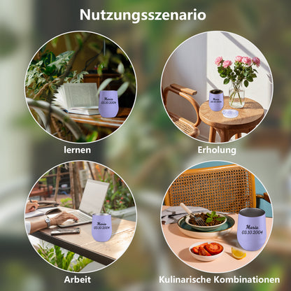 Personalisierter Thermobecher mit Namen 355ml die Spritzlackoberfläche