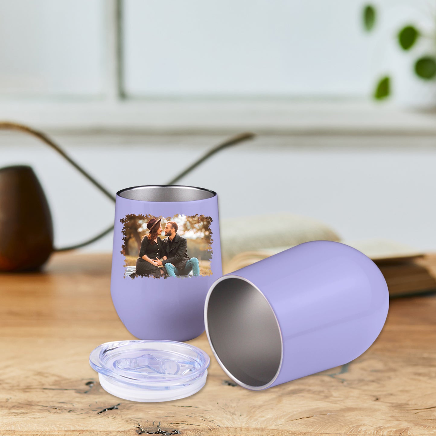 Personalisierter Thermobecher in Eierschalenform Foto oder Logo 1.0