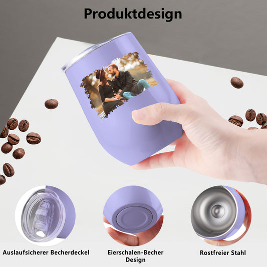 Personalized thermal mug with photo or logo – spray-painted design, 380ml travel mug – birthday gift, office, camping, leisure 