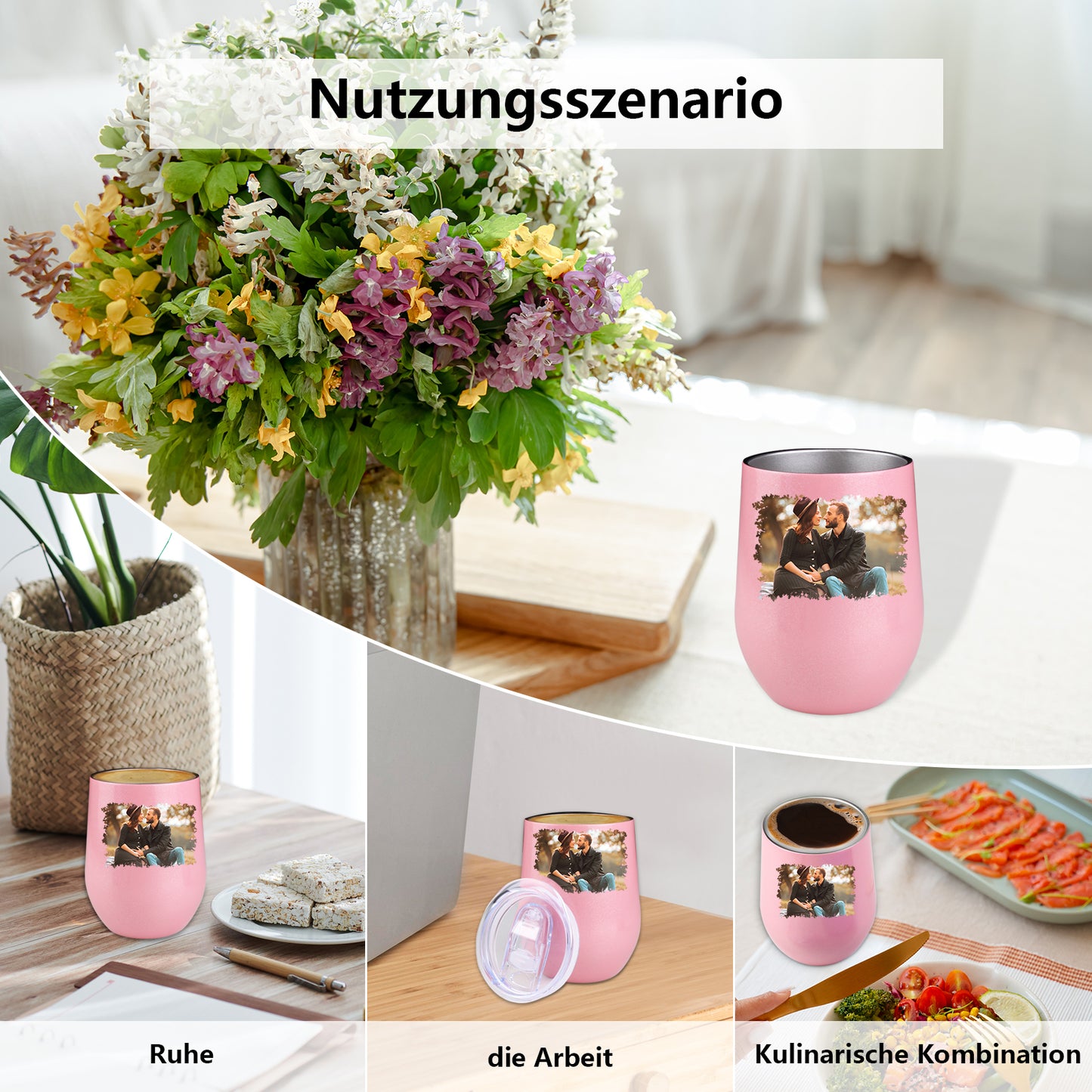 Personalisierter Thermobecher in Eierschalenform mit Foto oder Logo 355ml 2.0