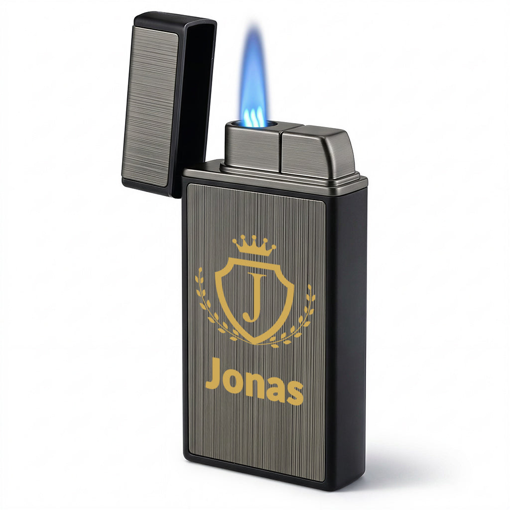 Personalisierte Feuerzeug mit Buchstabenmotiv und Namen - Zink