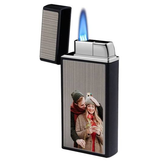 Loongway Personalized Lighter with Photo and Logo – Windproof Jet Flame Refillable Lighter – Gift for Men, Friend – Camping & Outdoor 