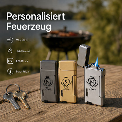 Personalisiert Feuerzeug mit Namen und Buchstabenmotiv mit Krone