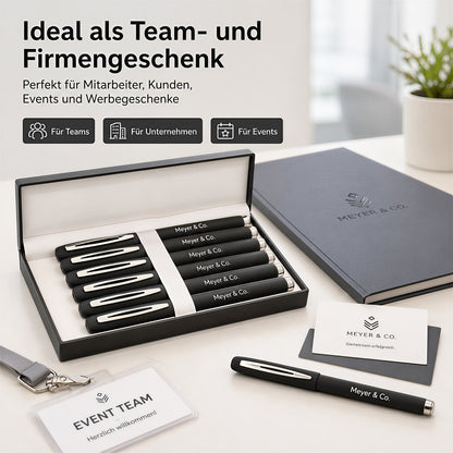 Personalisierter Kappen Kugelschreiber mit Namen und Logo Schwarze Mine