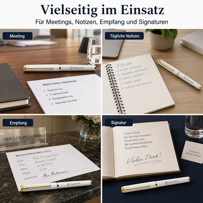 Personalisierter Kappen Kugelschreiber mit Namen und Logo Schwarze Mine