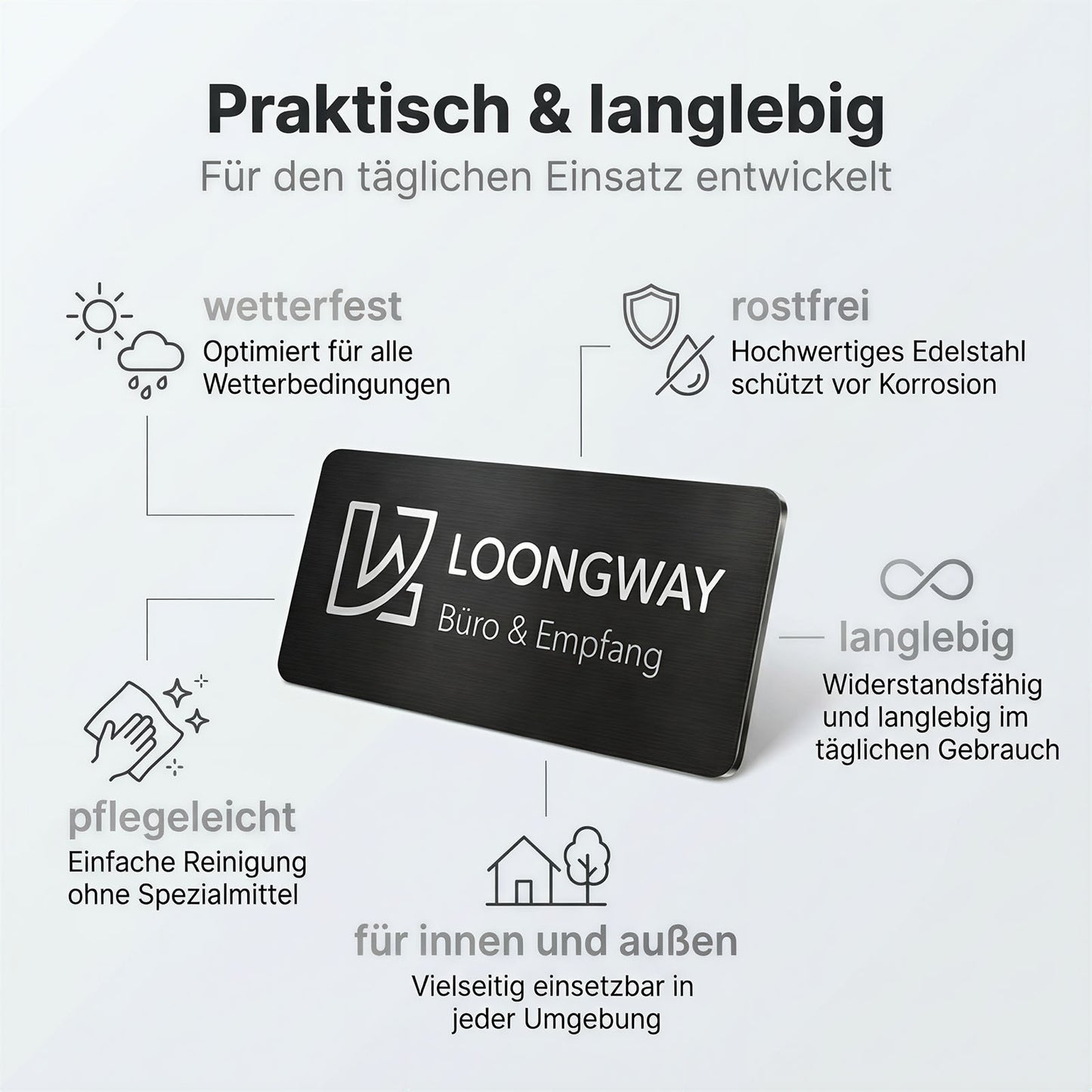 Personalisiert Türschild mit Namen und Logo Edelstah