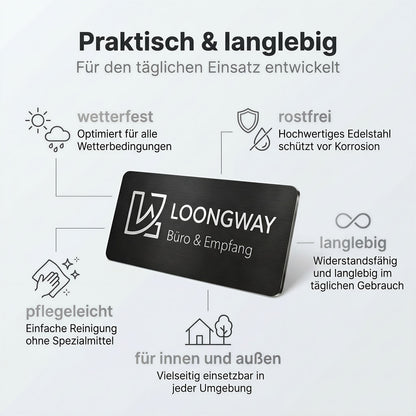 Personalisiert Türschild mit Namen und Logo Edelstah